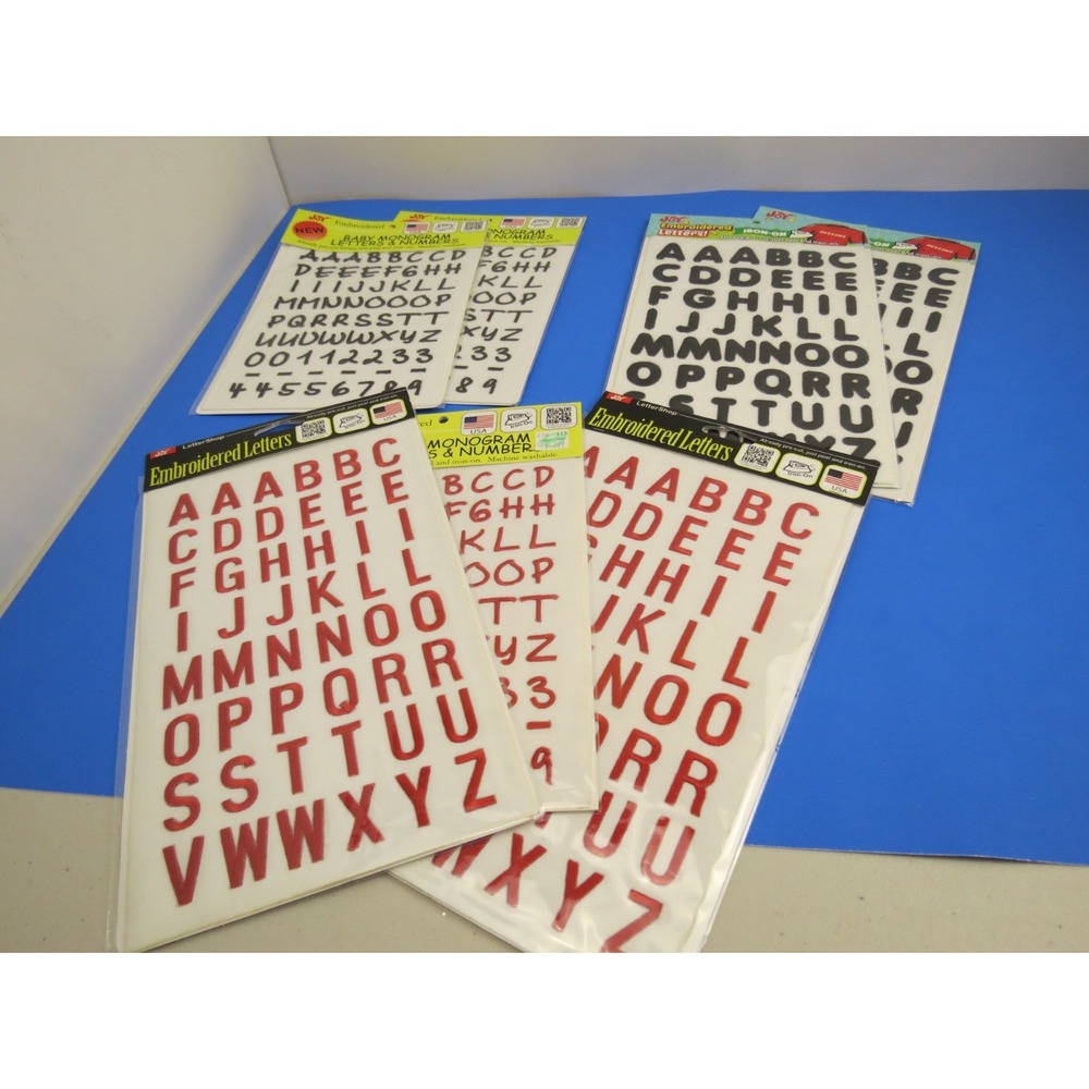 Embroidered Letters for Shirts Red and Black [7 Pack] Iron-On